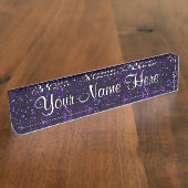 Porte-nom Pour Bureau Parties scintillantes pourpres d'améthyste foncée (Taille)