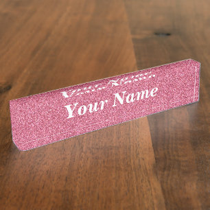 Porte-nom Pour Bureau Parties scintillantes roses