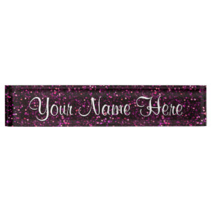 Porte-nom Pour Bureau Parties scintillantes snob roses foncées