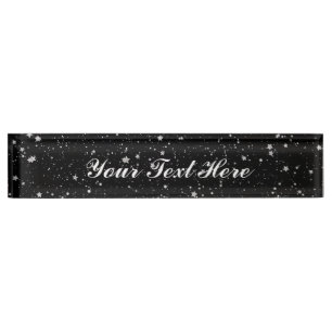 Porte-nom Pour Bureau Parties scintillantes Stars2 - Noir argenté