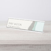 Porte-nom Pour Bureau Pastel Aqua Grey Kraft Mountain Wave Tordu Edge (Devant)