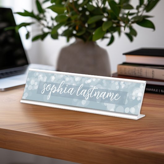 Porte-nom Pour Bureau Pastel Bokeh Pattern with Handwritten Signature