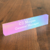 Porte-nom Pour Bureau Pastel Rainbow Gradient (Taille)