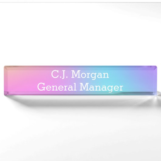 Porte-nom Pour Bureau Pastel Rainbow Gradient (Devant)