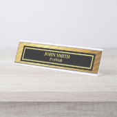 Porte-nom Pour Bureau Pasteur De L'Église Classique Or Et Noir (Devant)