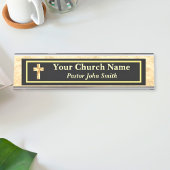 Porte-nom Pour Bureau Pasteur d'église or et noir