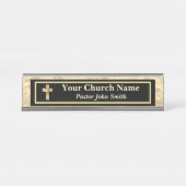 Porte-nom Pour Bureau Pasteur Eglise Or et noir (Devant)
