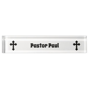 Porte-nom Pour Bureau Pasteur personnalisé de la croix chrétienne