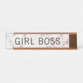 Porte-nom Pour Bureau Patron de marbre rose à la mode de fille (Devant)