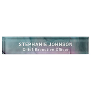Porte-nom Pour Bureau PDG de l'entrepreneur turquoise Pink Abstrait Alco