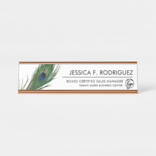 Porte-nom Pour Bureau Peacock Feather thème élégant