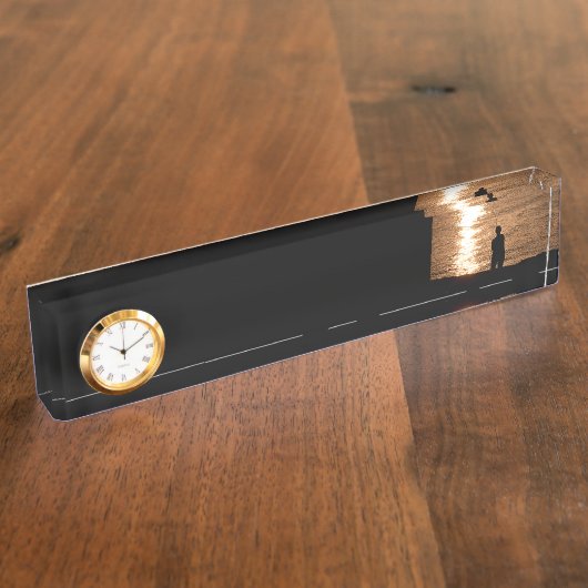 Porte-nom Pour Bureau Pêche au coucher du soleil (Taille)