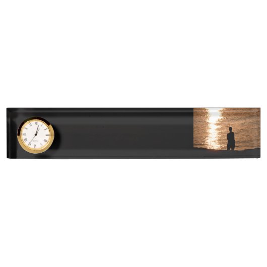 Porte-nom Pour Bureau Pêche au coucher du soleil (Devant)