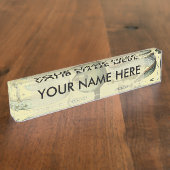 Porte-nom Pour Bureau Pêche scientifique vintage (Taille)