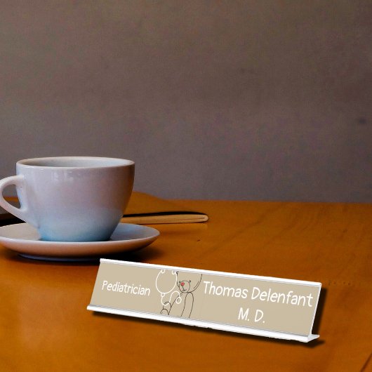 Porte-nom Pour Bureau Pédiatre - peluche - stéthoscope