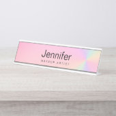 Porte-nom Pour Bureau Peintre holographique moderne en dégradé (Devant)