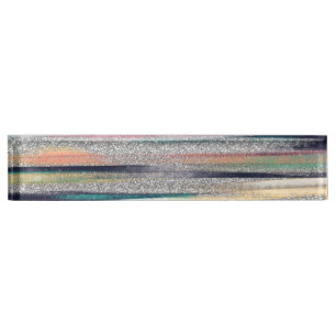 Porte-nom Pour Bureau Peinture à pinceau de Parties scintillant dorée