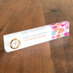 Porte-nom Pour Bureau Peinture colorée Splateaux Professeur personnalisé