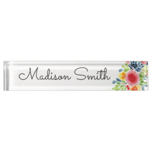 Porte-nom Pour Bureau Peinture florale aquarelle