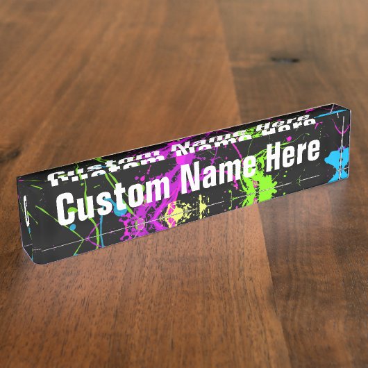Porte-nom Pour Bureau Peinture fraîche Retro Neon (Taille)