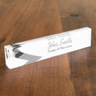 Porte-nom Pour Bureau Peinture Peintre Service Société Brush Grey