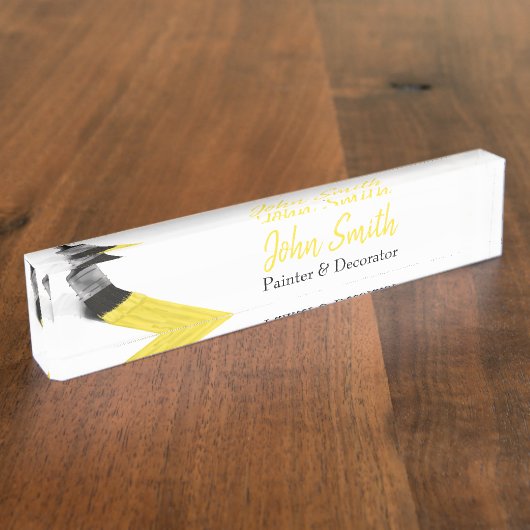 Porte-nom Pour Bureau Peinture Peintre Service Société Pinceau Jaune (Taille)