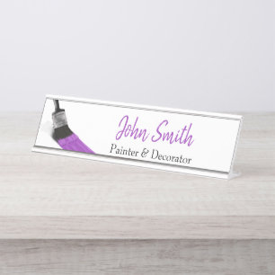 Porte-nom Pour Bureau Peinture Peintre Service Société Pinceau violet