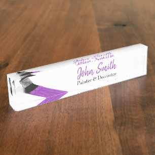 Porte-nom Pour Bureau Peinture Peintre Service Société Pinceau violet