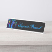 Porte-nom Pour Bureau Peinture Whimsical Peacock (Devant)