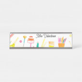 Porte-nom Pour Bureau Pencils Aquarelle Enseignant Mignonne École Modern (Devant)