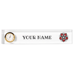 Porte-nom Pour Bureau Pentagramme aux roses rouges