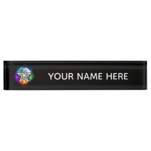 Porte-nom Pour Bureau pentagramme du Wiccan