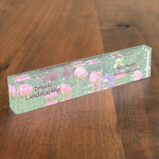 PORTE-NOM POUR BUREAU "PEONY GARDEN" BUREAU ACRYLIQUE NOMMÉ (Taille)