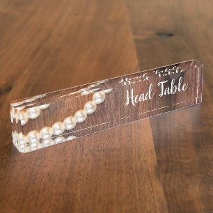 Porte-nom Pour Bureau Perles rustiques Grange Mariage campagnard en bois