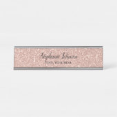 Porte-nom Pour Bureau Personalized Faux Rose Gold Glitter (Devant)