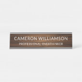 Porte-nom Pour Bureau Personalized Funny Wood Paneling Overthinker (Devant)