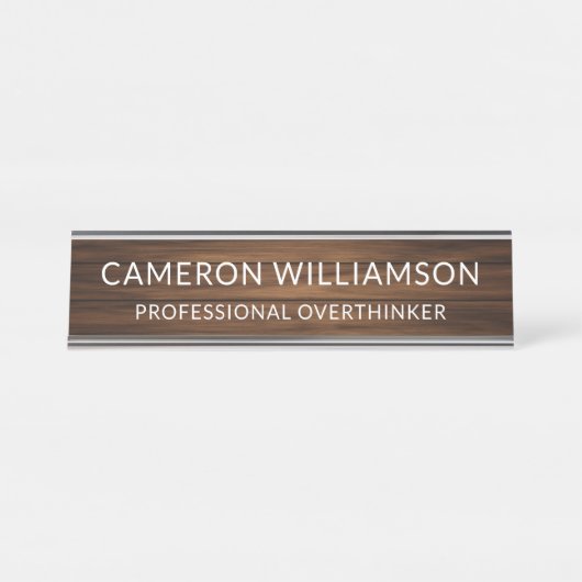 Porte-nom Pour Bureau Personalized Funny Wood Paneling Overthinker (Devant)