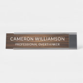 Porte-nom Pour Bureau Personalized Funny Wood Paneling Overthinker (Devant)