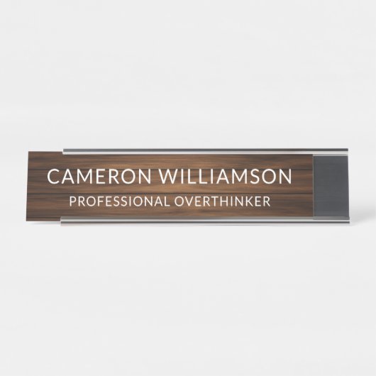 Porte-nom Pour Bureau Personalized Funny Wood Paneling Overthinker (Devant)