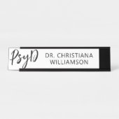 Porte-nom Pour Bureau Personnalisé Elegant PsyD Docteur en Psychologie (Devant)