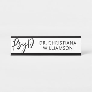 Porte-nom Pour Bureau Personnalisé Elegant PsyD Docteur en Psychologie