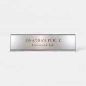 Porte-nom Pour Bureau Personnalisé Glamour Faux Argent Simple Modèle (Devant)