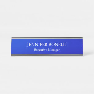 Porte-nom Pour Bureau Personnalisé minimaliste bleu ajoutez votre nom