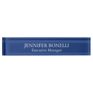 Porte-nom Pour Bureau Personnalisé minimaliste bleu foncé ajoutez votre