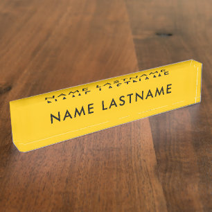 Porte-nom Pour Bureau Personnalisé Moderne Jaune Clair Simple Minimalist