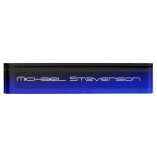 Porte-nom Pour Bureau Personnalisé Noir Bleu Entreprise