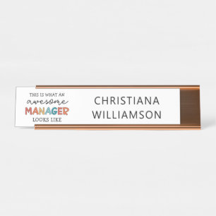 Porte-nom Pour Bureau Personnalisé Retro Awesome Manager Drôle