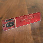 Porte-nom Pour Bureau Personnaliser, Assiette de nom rouge (Taille)