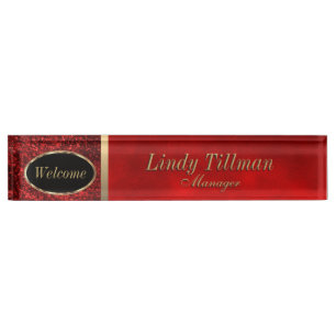 Porte-nom Pour Bureau Personnaliser, Assiette de nom rouge