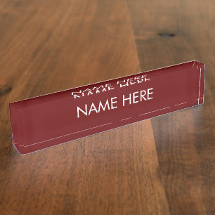 Porte-nom Pour Bureau personnaliser, changer le nom texte vin de marron